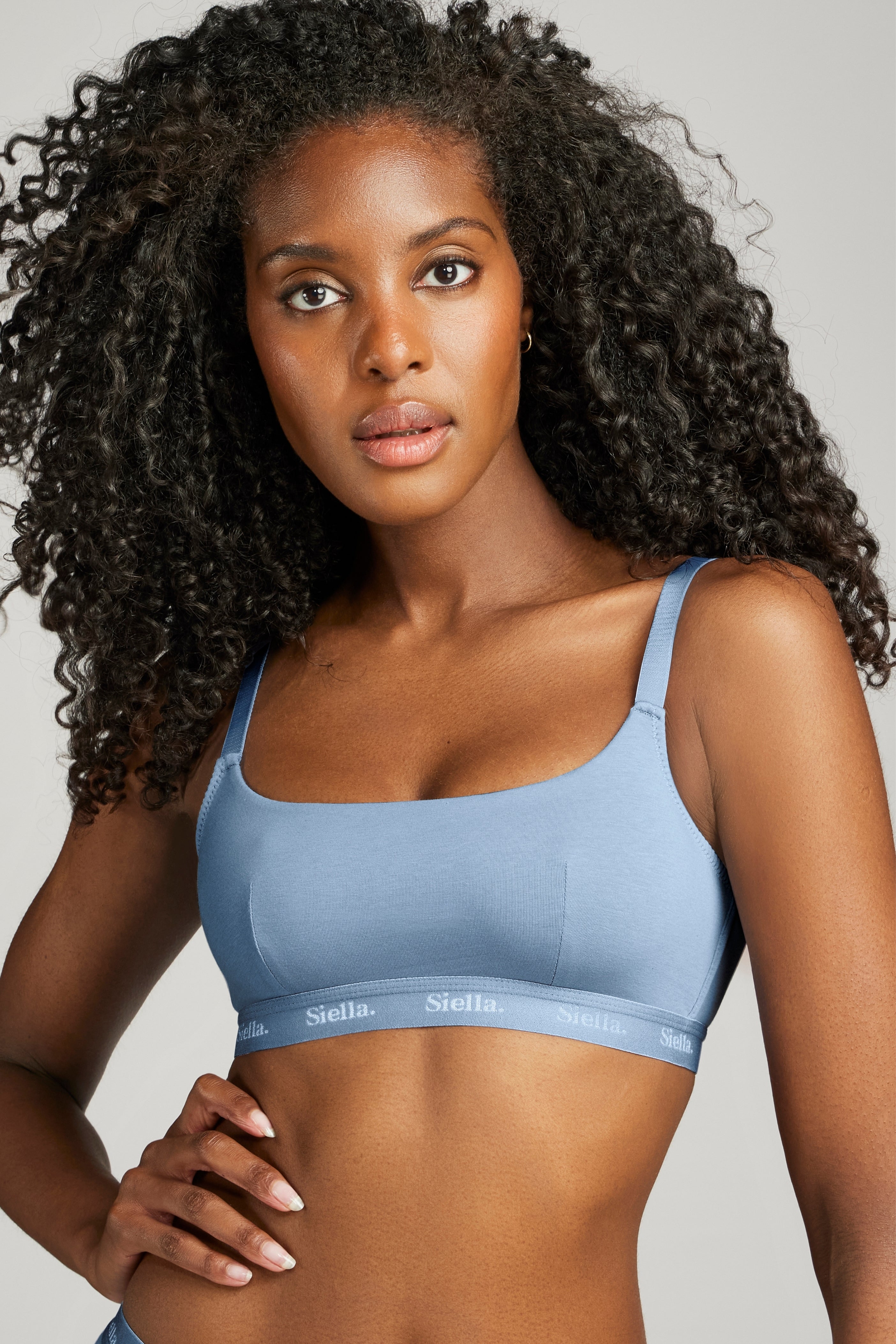 Organic Cotton Scoop Neck Bra - SIELLA - Color: Sky Blue Bleu ciel