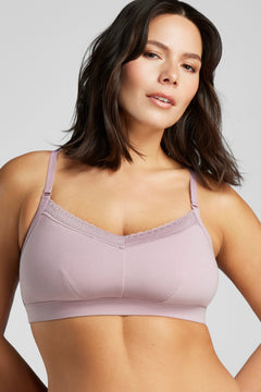 Organic Cotton Lace Balconette Bra - Siella - Color: Lavender Lavande