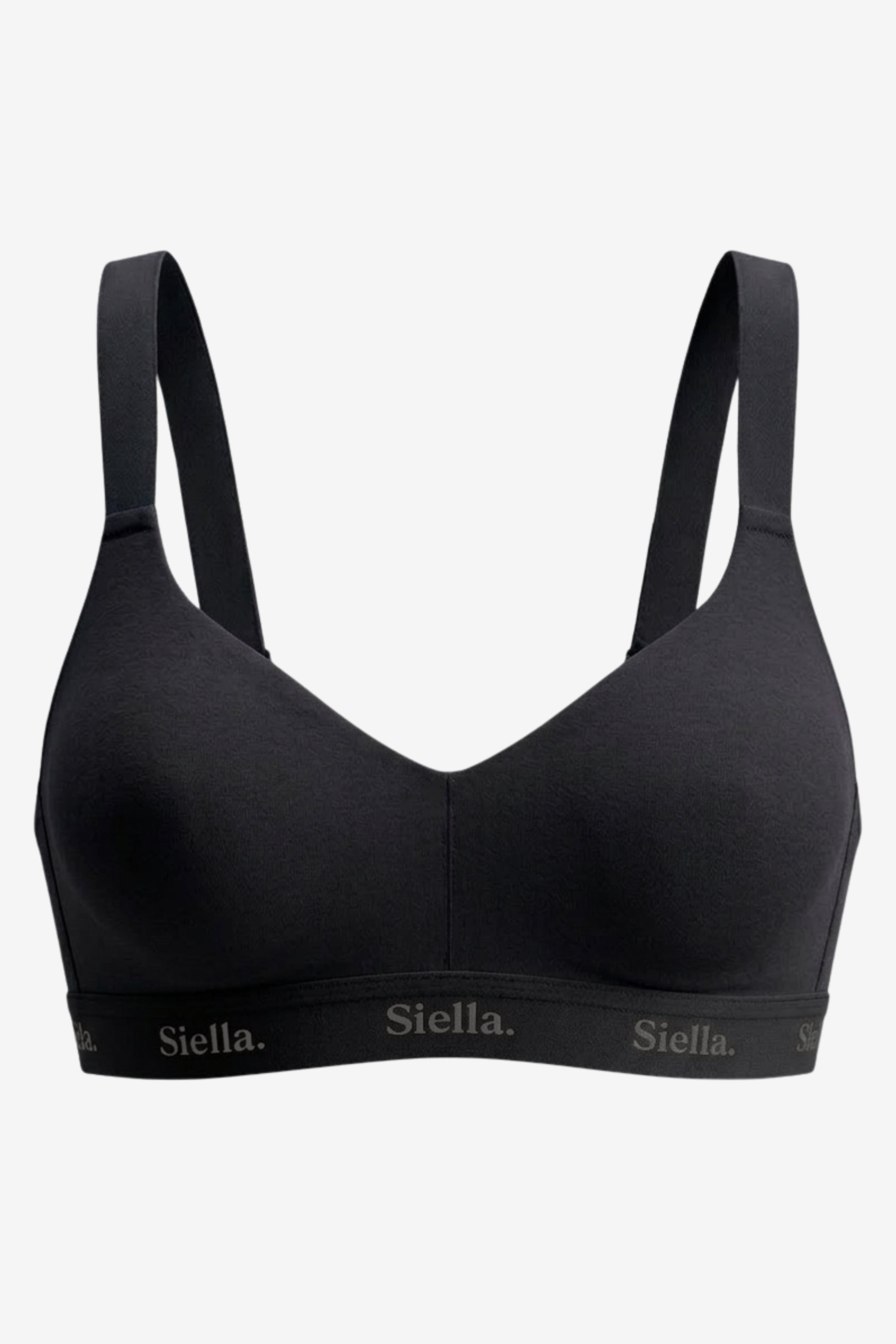 Organic Cotton V-Neck Bra - SIELLA - Color: Black Noir