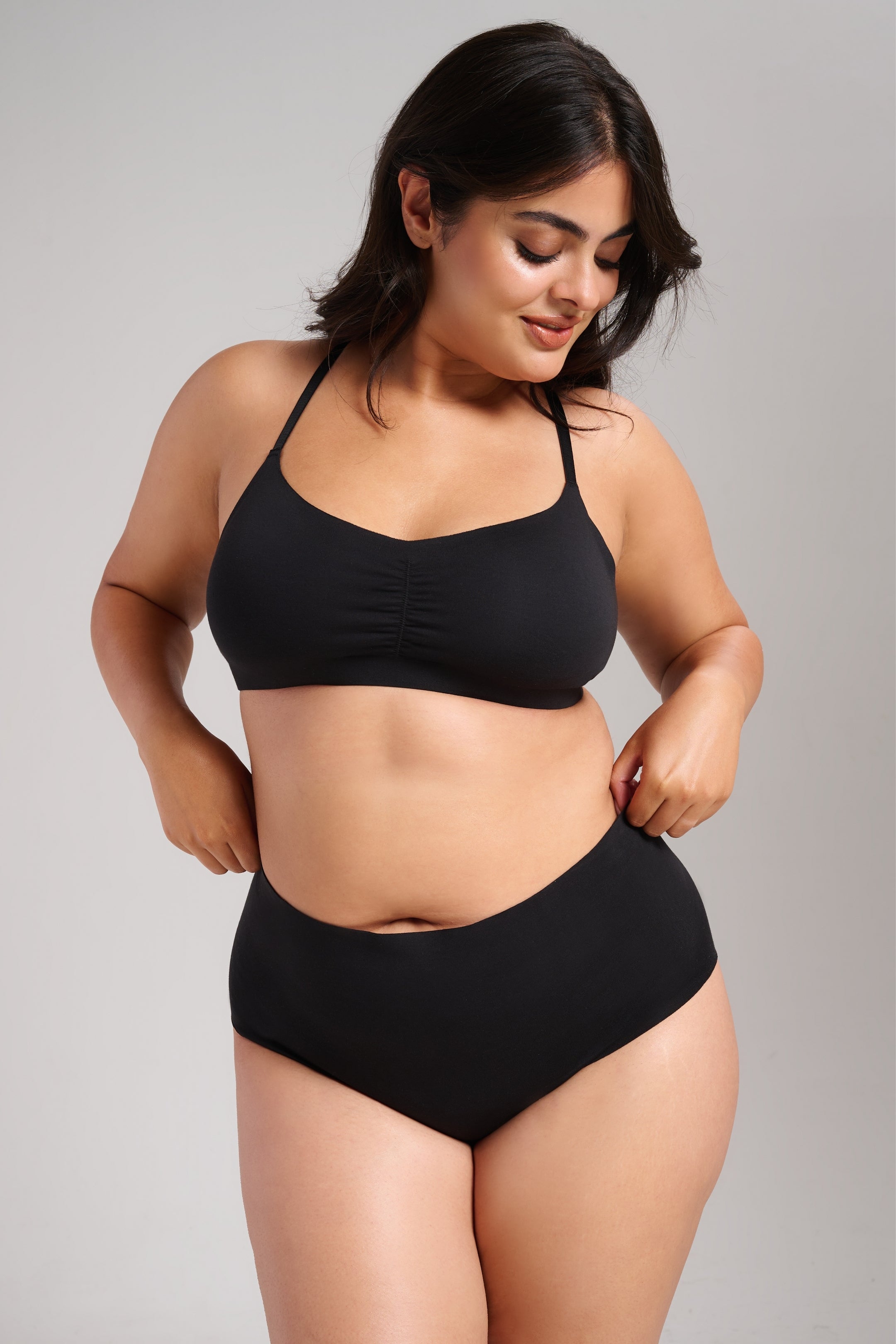 Organic Cotton No-Show Shaping Brief - SIELLA - Color: Black Noir