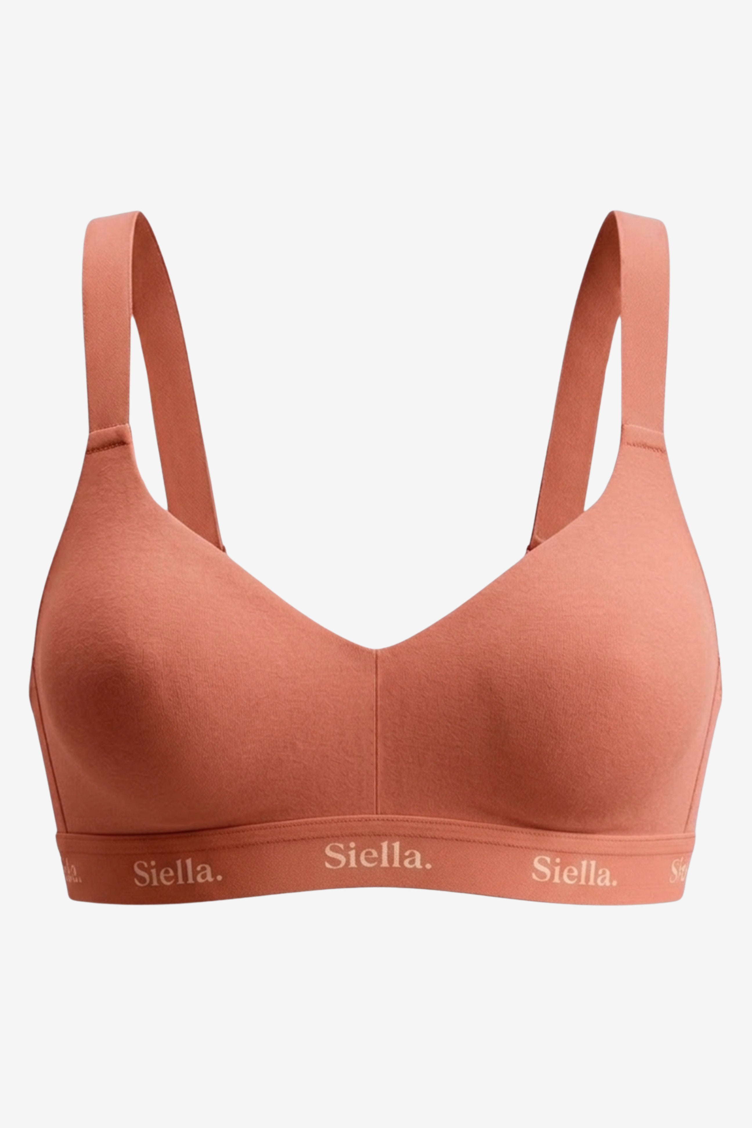 Organic Cotton V-Neck Bra - SIELLA - Color: Terracotta