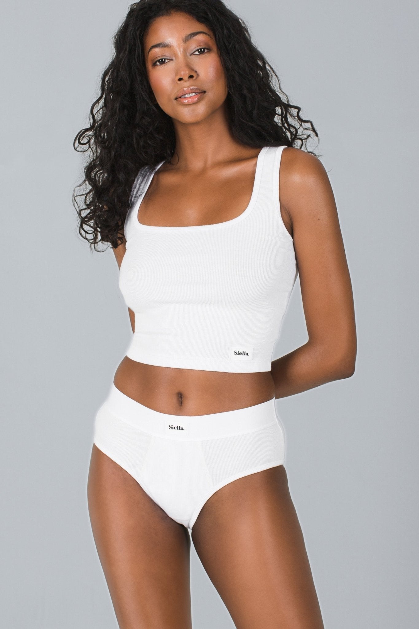 Cotton Rib Bikini - Siella - Color: White Blanc