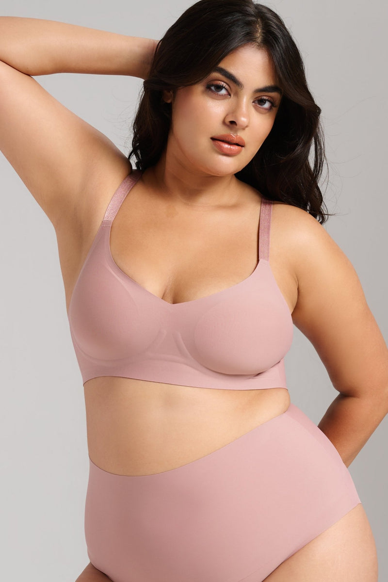 Invisible V-Neck Bra - SIELLA - Color: Dusty Rose Vieux rose