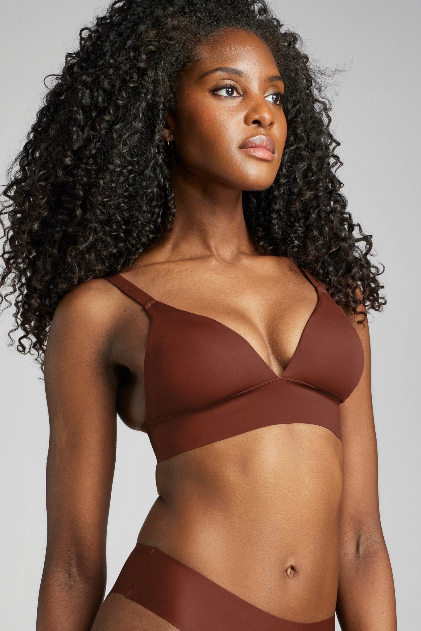 No - Show Triangle Bra - Siella - Color: Cocoa Cacao