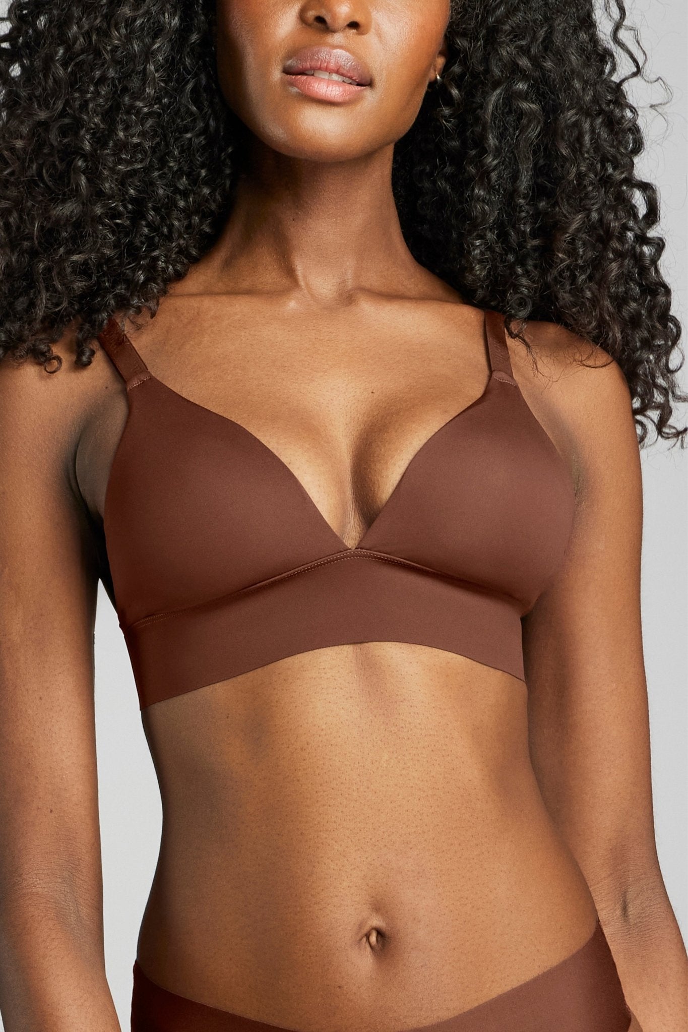 No - Show Triangle Bra - Siella - Color: Cocoa Cacao