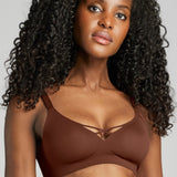 No-Show V-Neck Bra - Siella - Color: Cocoa Cacao