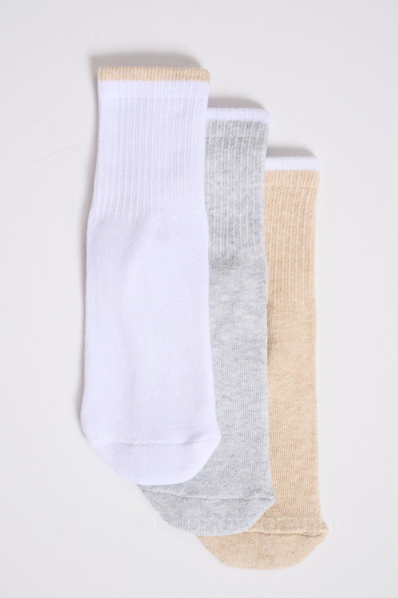 Organic Cotton Ankle Sock 3-Pack - SIELLA - Color: White/Grey Mix/Oatmeal Blanc/Gris chiné/Avoine