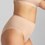 Organic Cotton High Waist Brief - SIELLA - Color: Beach Beige Beige plage