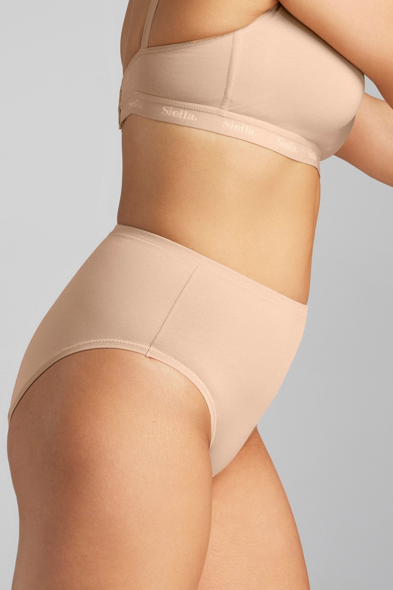 Organic Cotton High Waist Brief - SIELLA - Color: Beach Beige Beige plage