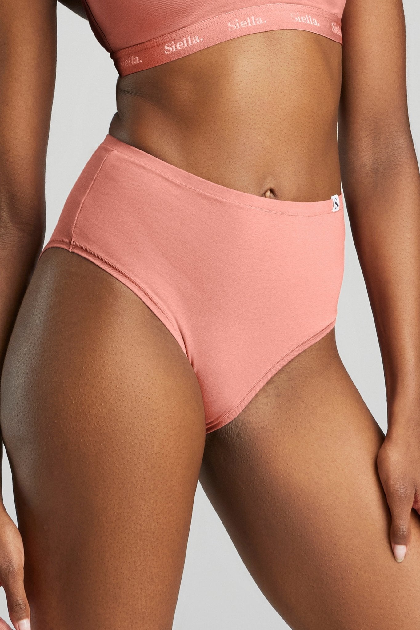 Organic Cotton High Waist Brief - SIELLA - Color: Terracotta