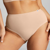 Organic Cotton High Waist Brief - SIELLA - Color: Beach Beige Beige plage