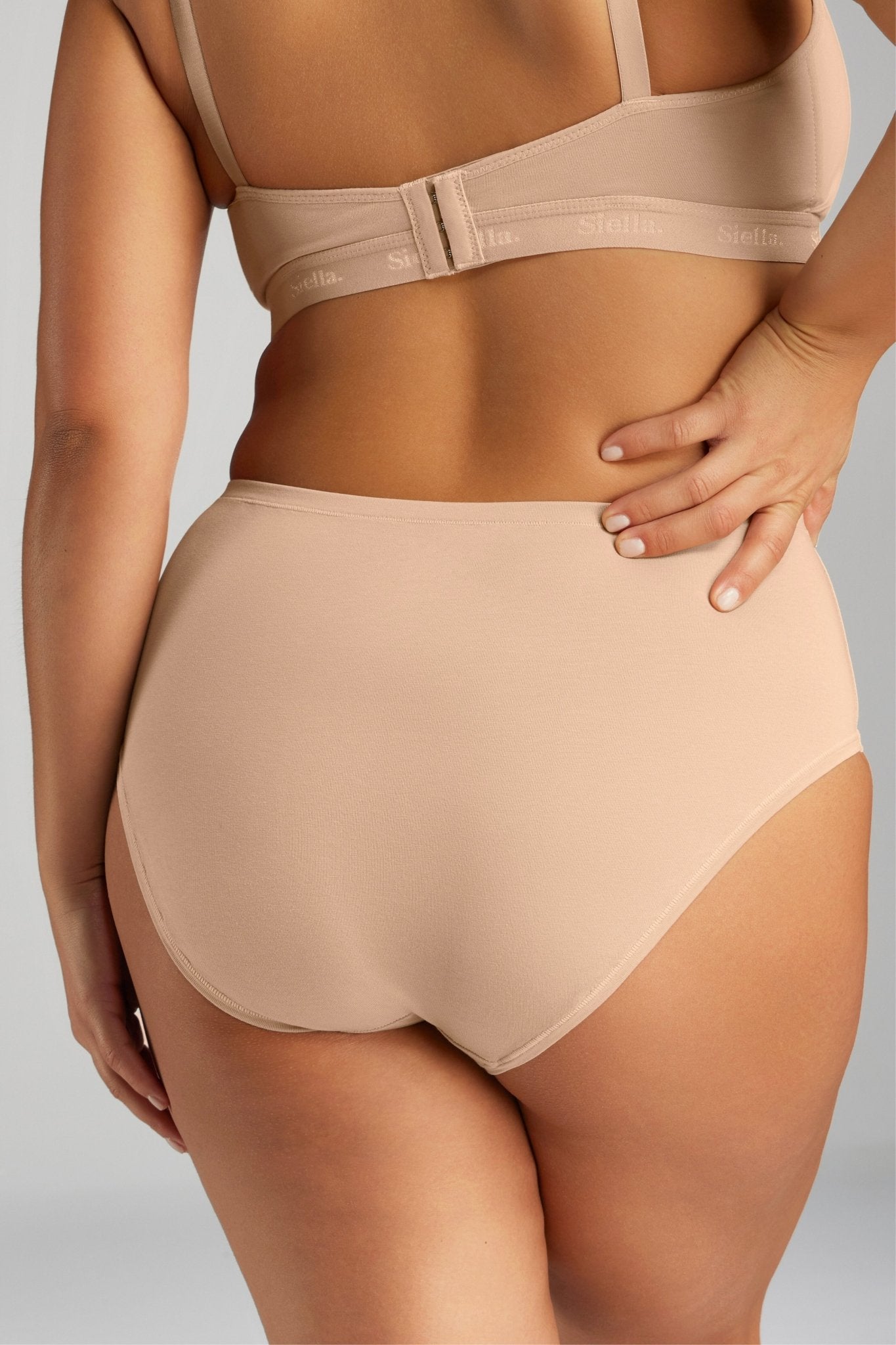 Organic Cotton High Waist Brief - SIELLA - Color: Beach Beige Beige plage