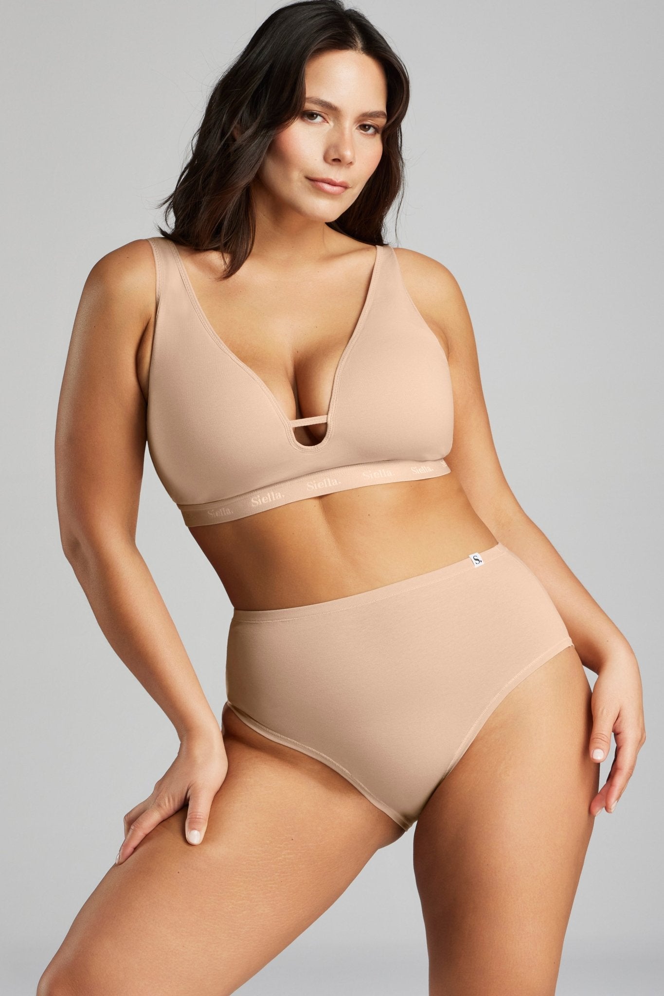 Organic Cotton High Waist Brief - SIELLA - Color: Beach Beige Beige plage