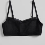 Organic Cotton Lace Balconette Bra - Siella - Color: Black Noir