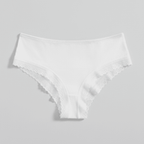 Organic Cotton Lace Cheeky - Siella - Color: White Blanc
