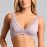 Organic Cotton Lace Plunge Bra - Siella - Color: Lavender Lavande