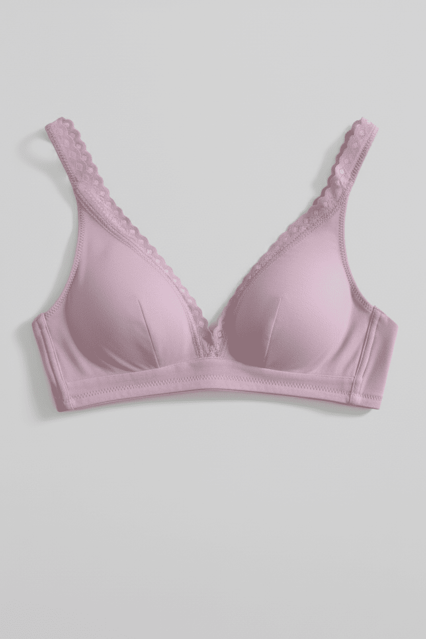 Organic Cotton Lace Plunge Bra - Siella - Color: Lavender Lavande