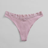 Organic Cotton Lace Thong - Siella - Color: Lavender Lavande