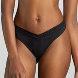 Organic Cotton Lace Thong - Siella