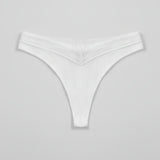 Organic Cotton Lace Thong - Siella - Color: White Blanc