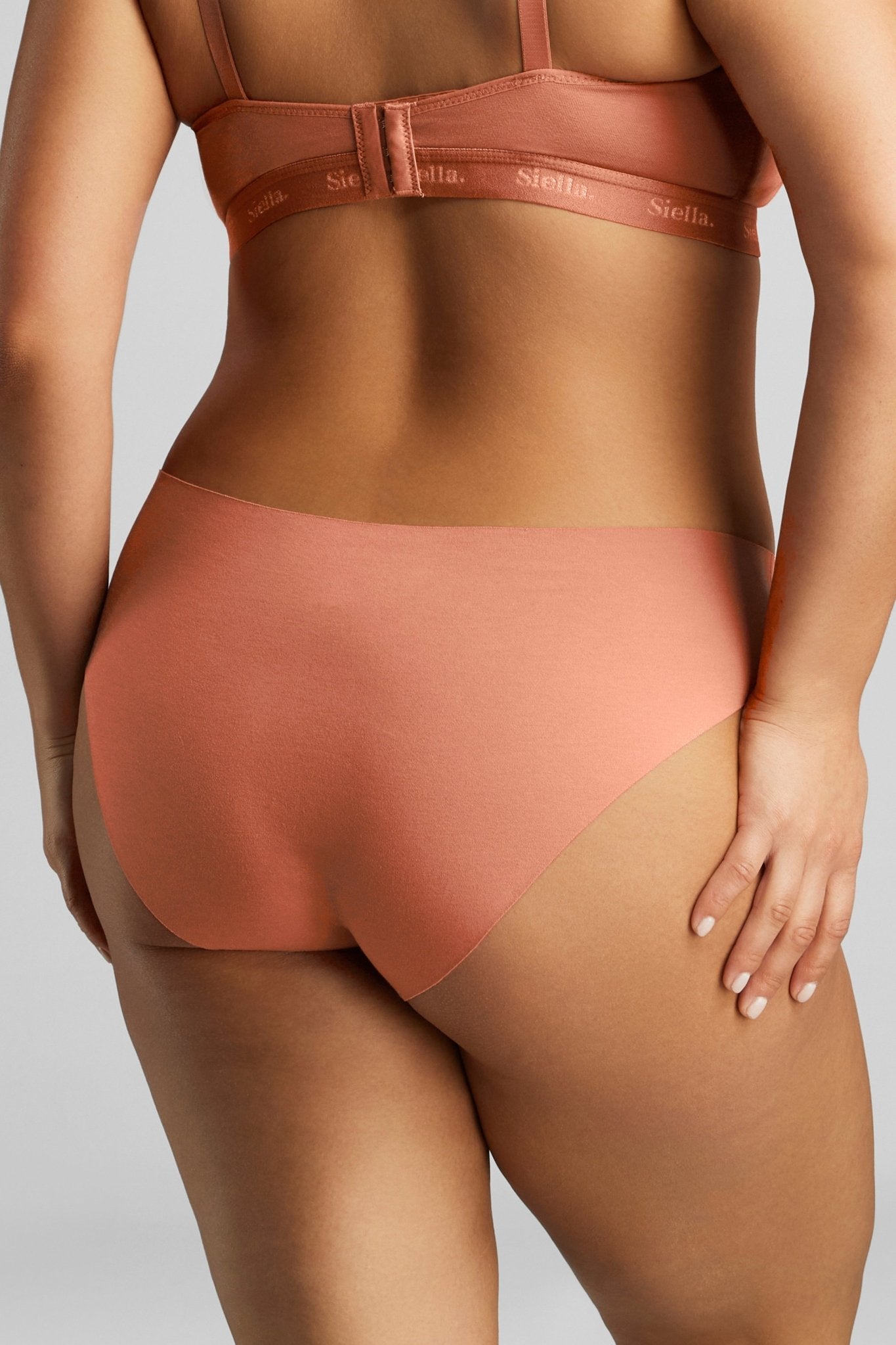 Organic Cotton No-Show Bikini - Siella - Color: Terracotta