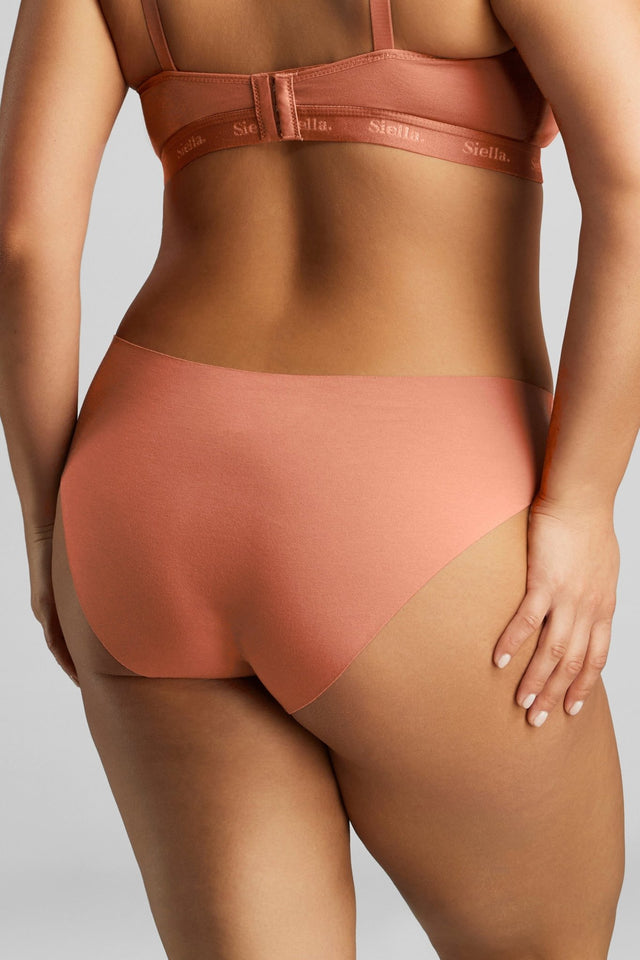 Organic Cotton No-Show Bikini - Siella - Color: Terracotta