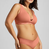 Organic Cotton No-Show Bikini - Siella - Color: Terracotta