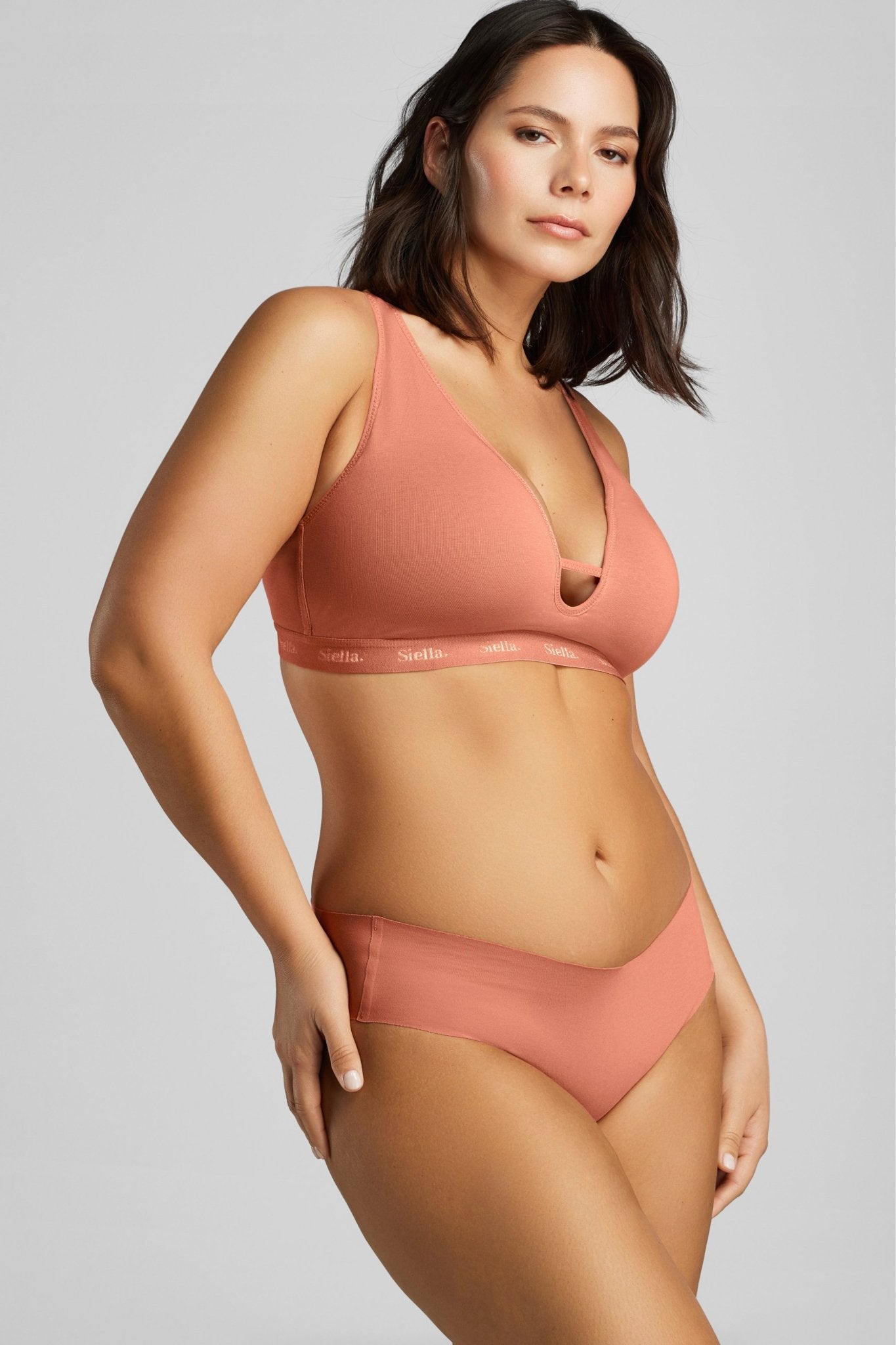 Organic Cotton No-Show Bikini - Siella - Color: Terracotta