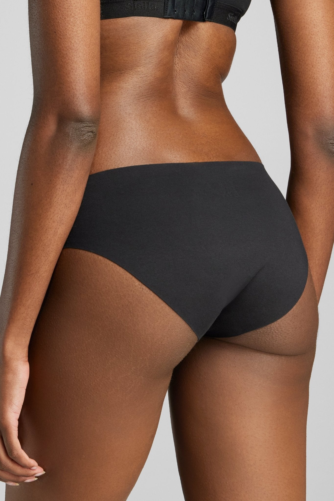 Organic Cotton No-Show Bikini - Siella - Color: Black Noir