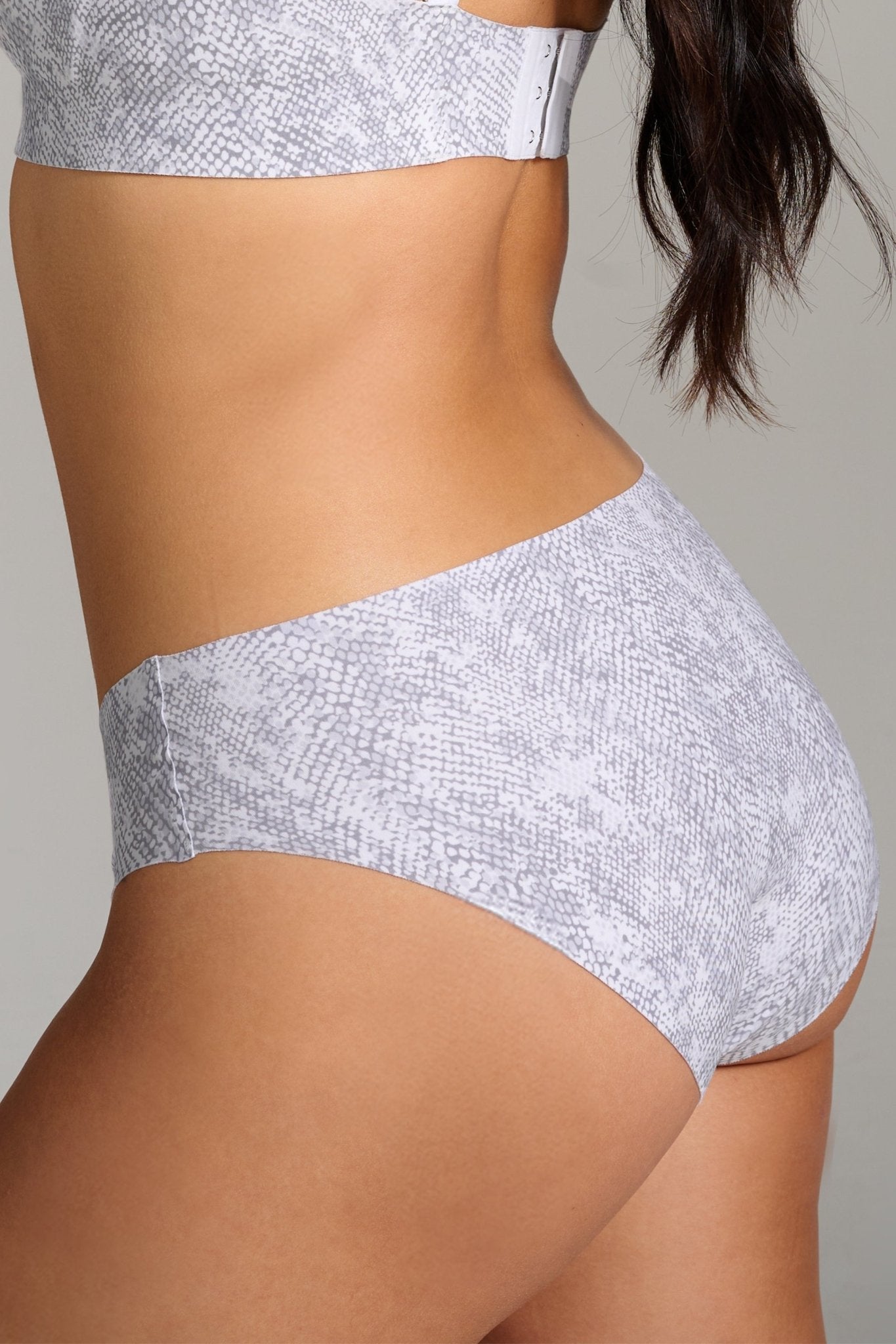 Organic Cotton No-Show Bikini - Siella - Color: Grey Snake Serpent gris