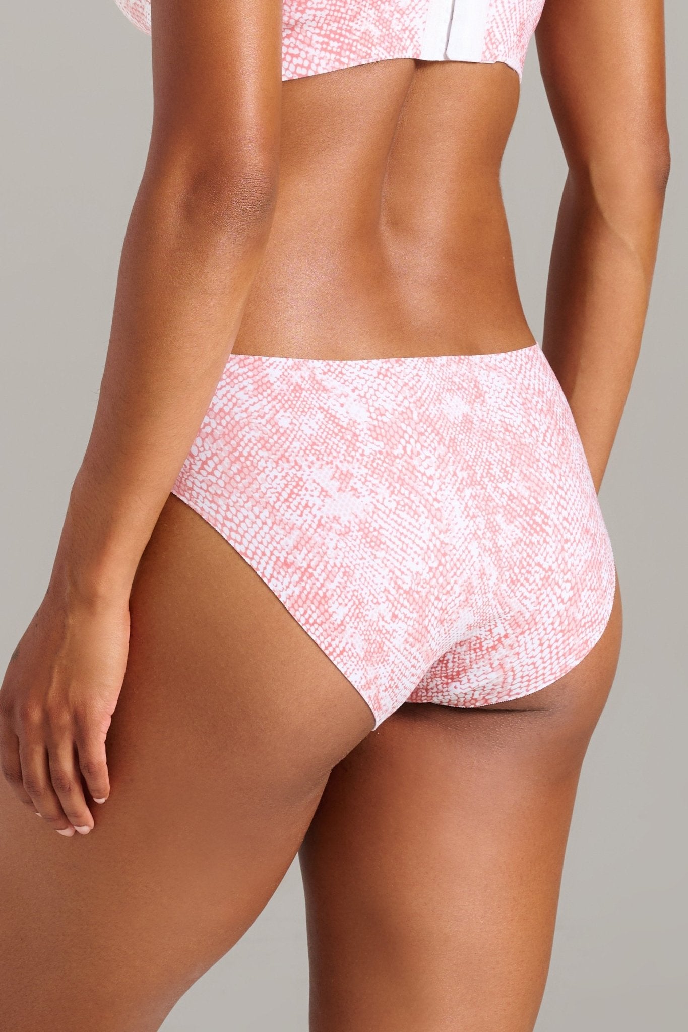 Organic Cotton No-Show Bikini - Siella - Color: Pink Snake Serpent rose