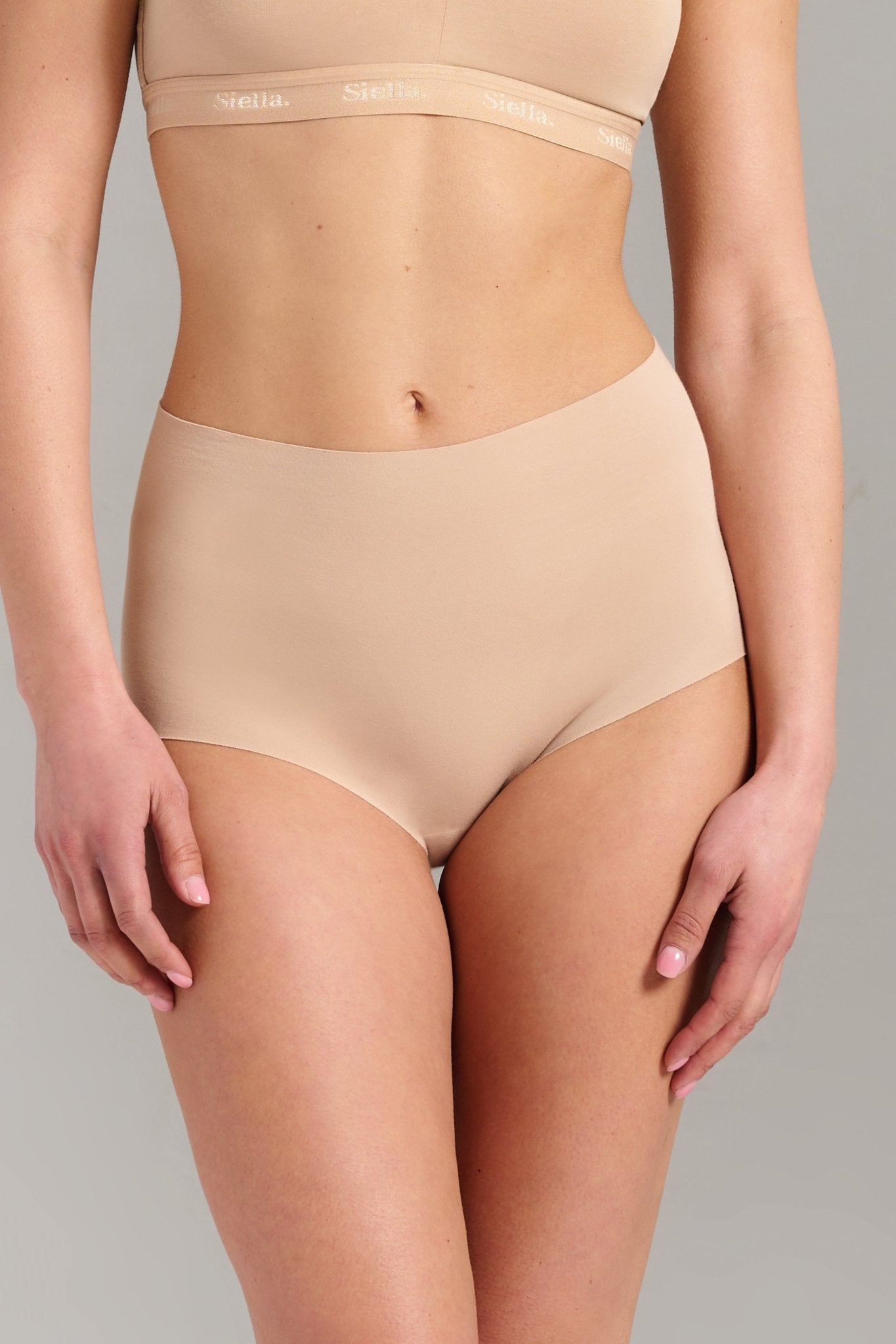 Organic Cotton No - Show High Waist Brief - Siella - Color: Beach Beige Beige plage