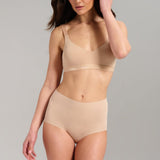Organic Cotton No - Show High Waist Brief - Siella - Color: Beach Beige Beige plage