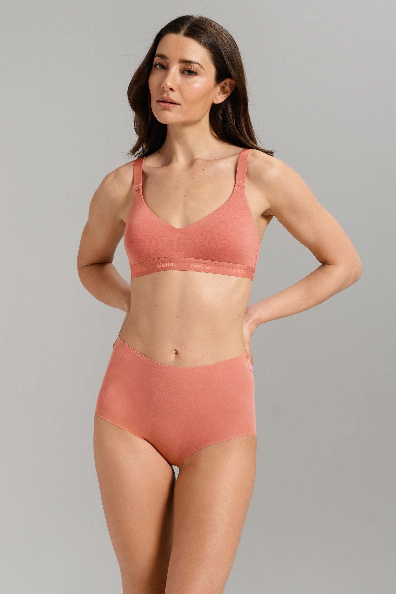 Organic Cotton No - Show High Waist Brief - Siella - Color: Terracotta