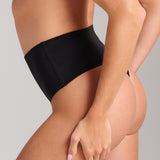 Organic Cotton No-Show Shaping Thong - SIELLA - Color: Black Noir