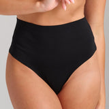 Organic Cotton No-Show Shaping Thong - SIELLA - Color: Black Noir