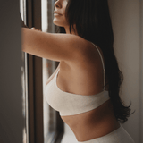 Organic Cotton No-Show Shaping Thong - SIELLA - Color: Oatmeal Avoine