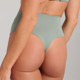 Organic Cotton No-Show Shaping Thong - SIELLA - Color: Sage Sauge