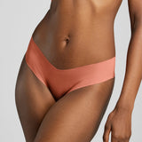 Organic Cotton No-Show Thong - Siella - Color: Terracotta