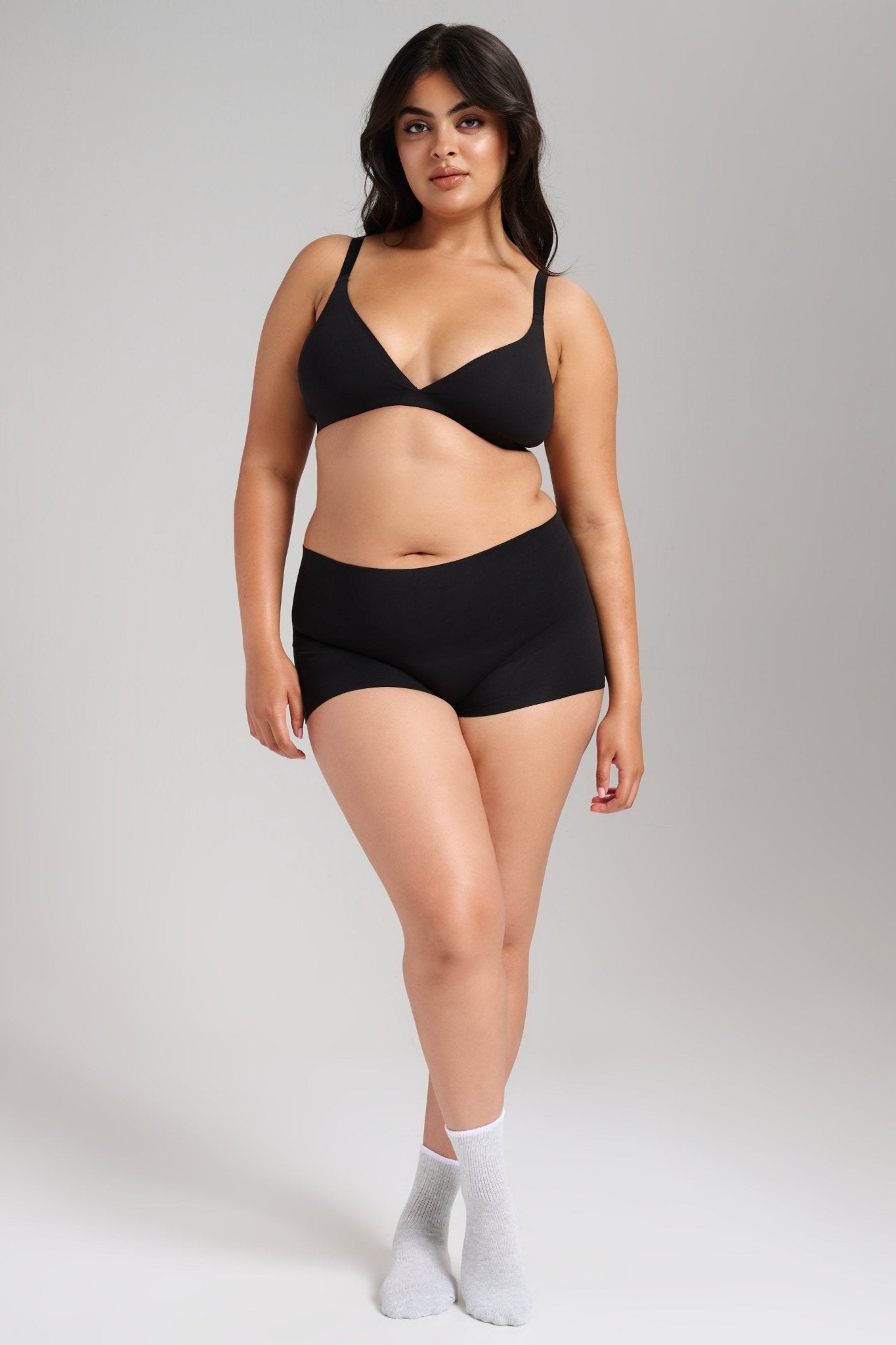Organic Cotton No-Show Triangle Bra - SIELLA - Color: Black Noir