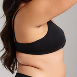 Organic Cotton No-Show Triangle Bra - SIELLA - Color: Black Noir