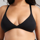 Organic Cotton No-Show Triangle Bra - SIELLA - Color: Black Noir