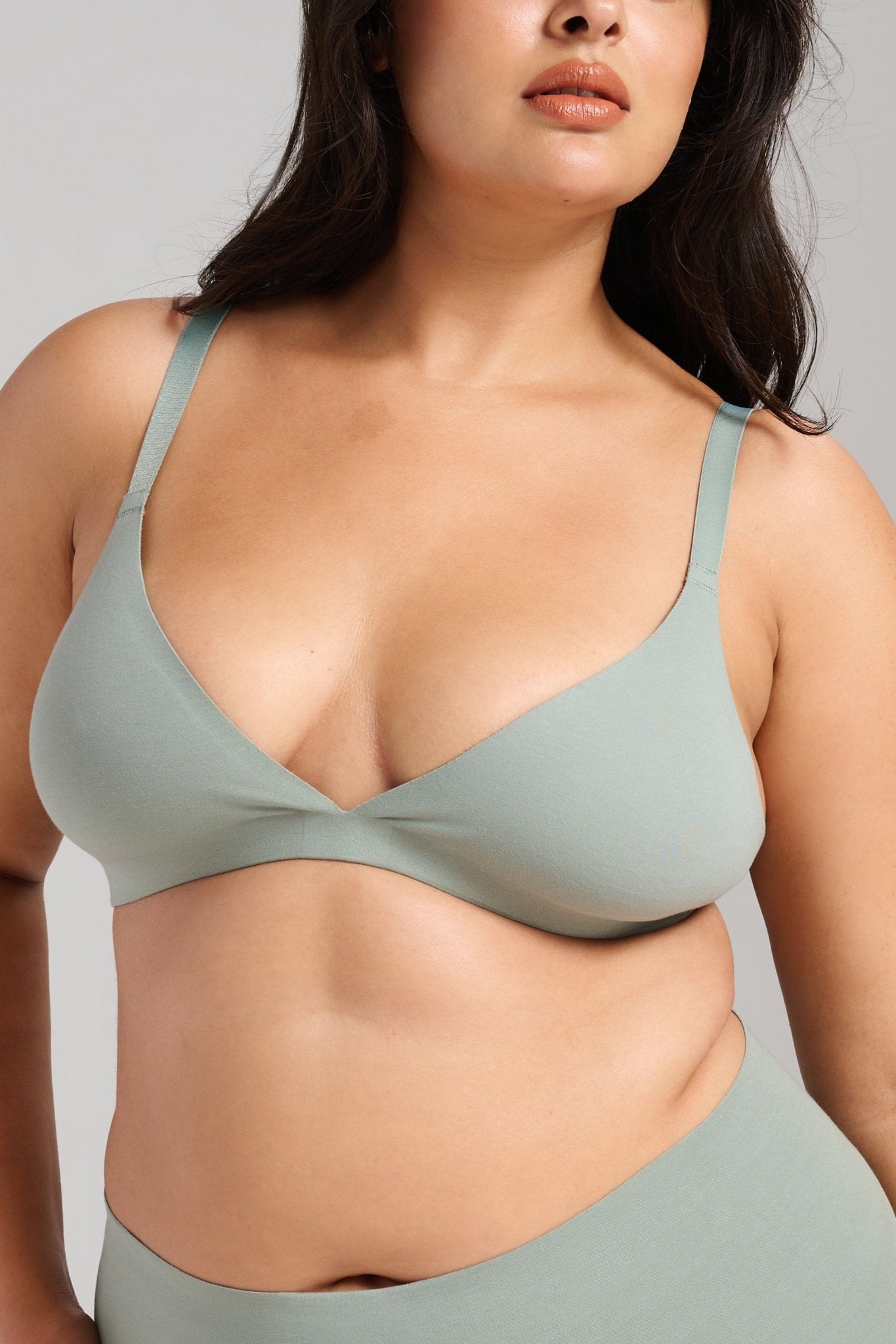 Organic Cotton No-Show Triangle Bra - SIELLA - Color: Sage Sauge
