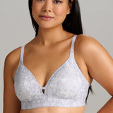 Organic Cotton No-Show V-Neck Foam Bra - Siella - Color: Grey Snake Serpent gris
