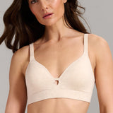 Organic Cotton No-Show V-Neck Foam Bra - Siella - Color: Oatmeal Avoine
