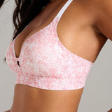 Organic Cotton No-Show V-Neck Foam Bra - Siella - Color: Pink Snake Serpent rose