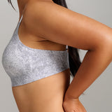 Organic Cotton No-Show V-Neck Foam Bra - Siella - Color: Grey Snake Serpent gris