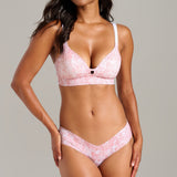 Organic Cotton No-Show V-Neck Foam Bra - Siella - Color: Pink Snake Serpent rose