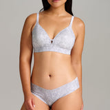 Organic Cotton No-Show V-Neck Foam Bra - Siella - Color: Grey Snake Serpent gris