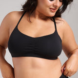 Organic Cotton No-Show V-Scoop Bra - SIELLA - Color: Black Noir